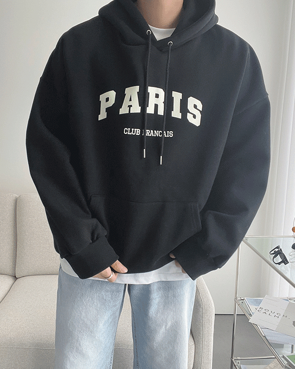 PARIS 오버핏 기모 후드티 (3 color)